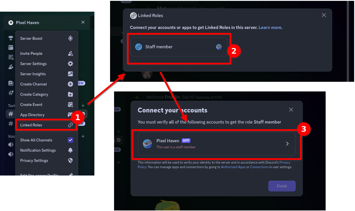 So öffnest du die Seite zum Beanspruchen verknüpfter Rollen auf Discord